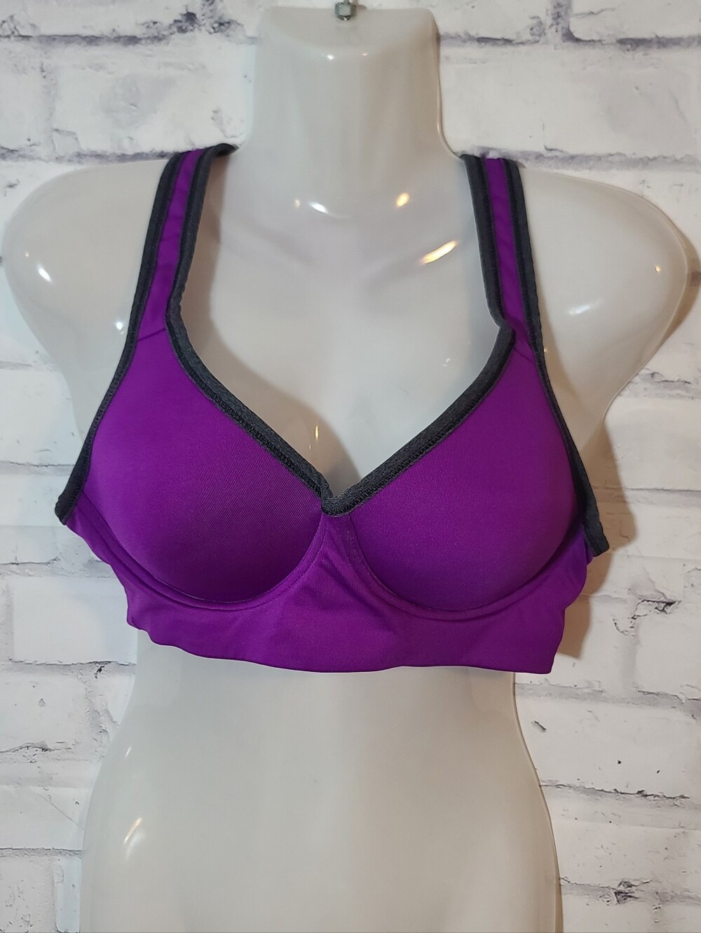 Tek Gear Medium Support Racerback Sports Bra Purple/Gray M